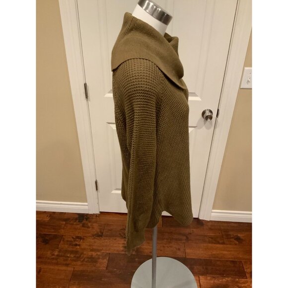 Michael Kors Olive Green Waffle Knit Cowl Neck Sweater, Size Small - Picture 4 of 7